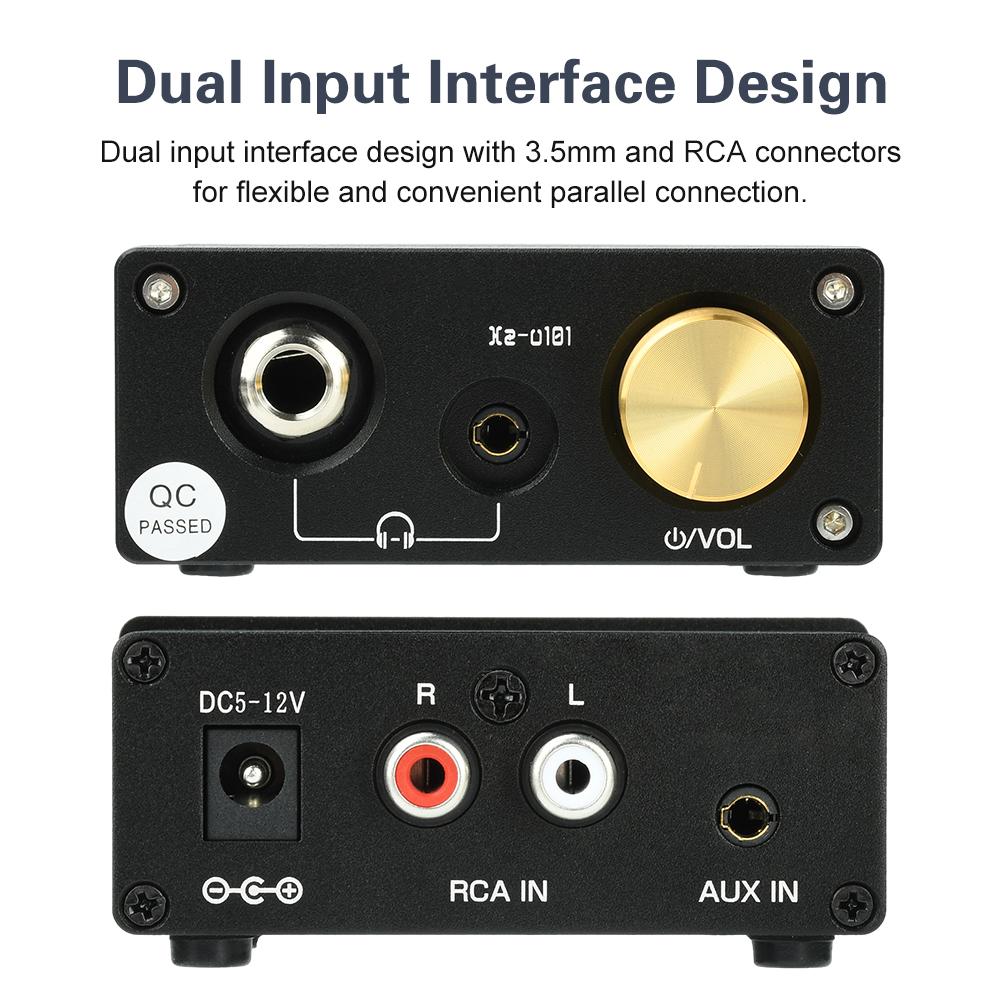 DC 5-12V Xz-U101 Linear Headphone Amplifier Desktop Mini Headphone Amplifier RCA Audio Amplifier Suitable for 3.5mm/6.35mm