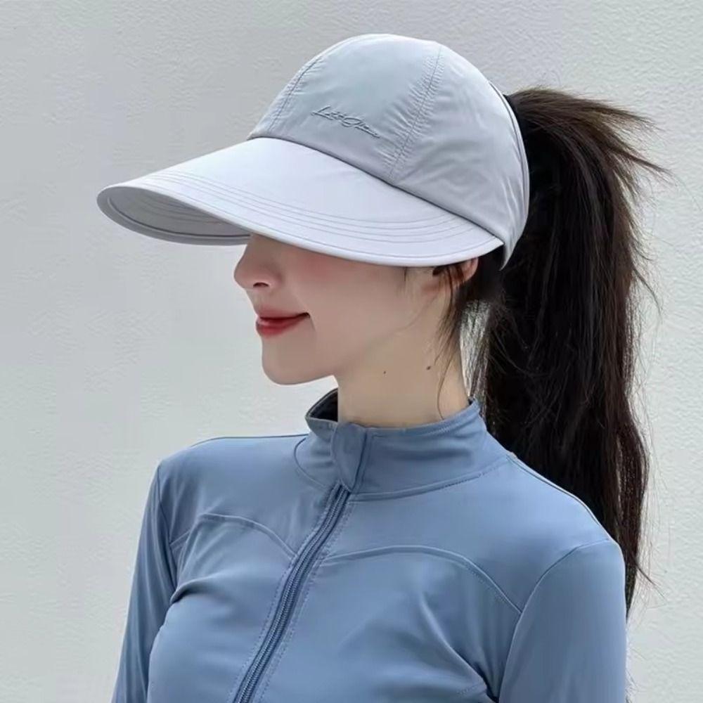 Wide Brim Baseball Cap Foldable Ponytail Hat Fashion Sun Hat Outdoor Sports