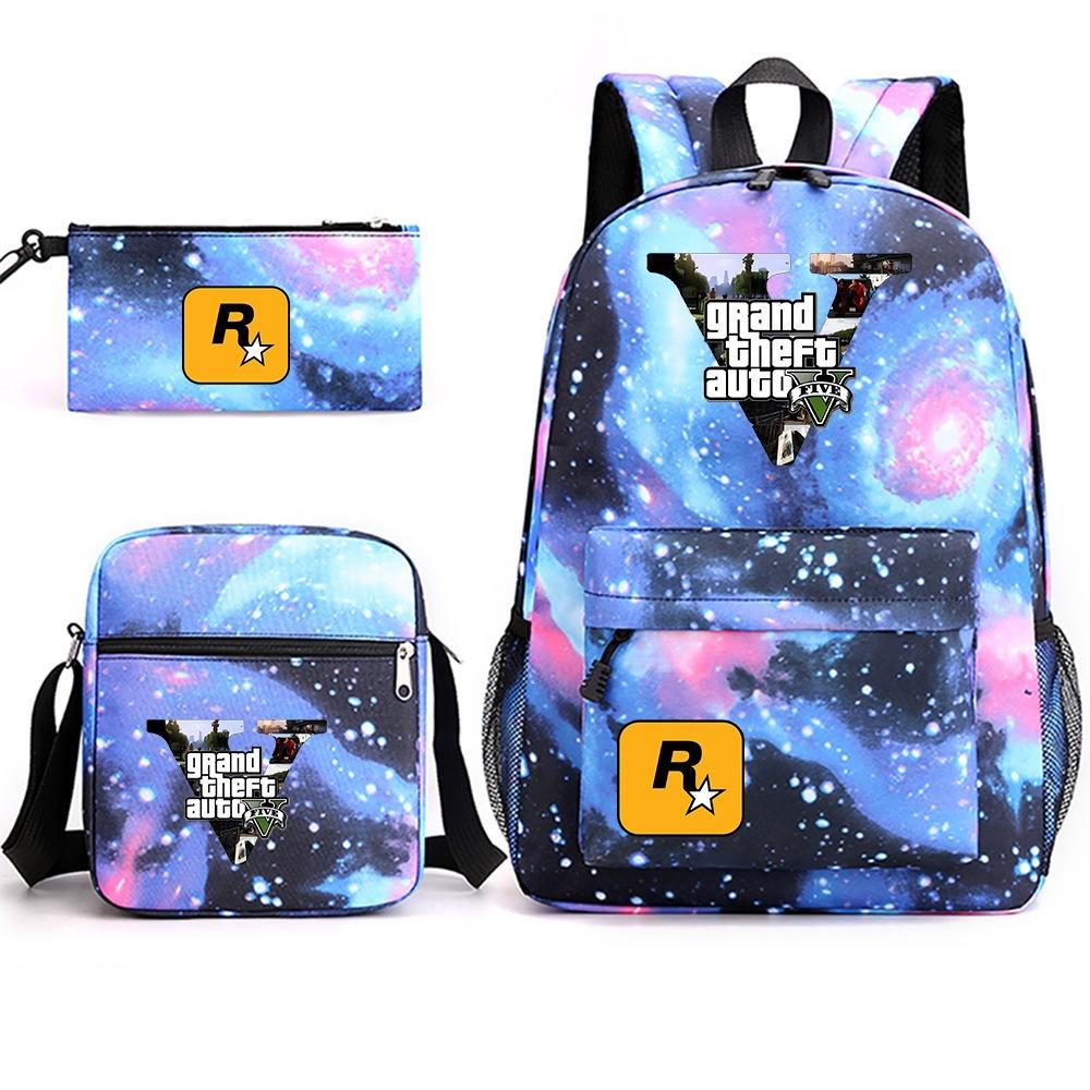 Grand Theft Auto Spel Merchandise Mode Student Schooltas Rugzak Schouder Etui 3-Delige Set