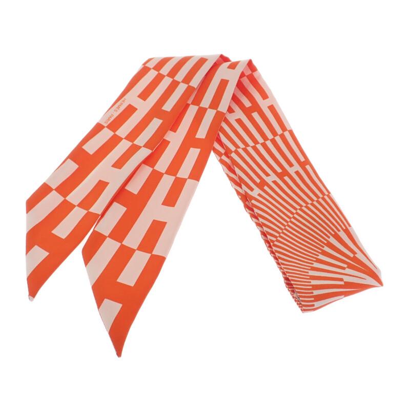 HERMES   Scarf Orange/white Silk Women