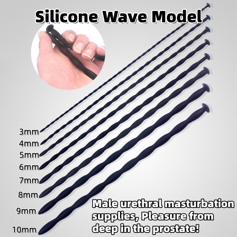 Urethral Dilator Plug Soft Flexible Silicone Wave Texture Male Urethral Stimulation Stick
