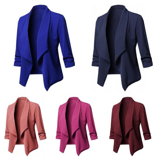Fashion Women Small Suit Jacket Autumn Long Sleeve Top Solid Color Outwear