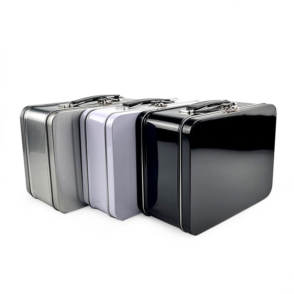 Tinplate Metal Storage Box White Black Silver Cake Packaging Box Lunch Box  Money Contain