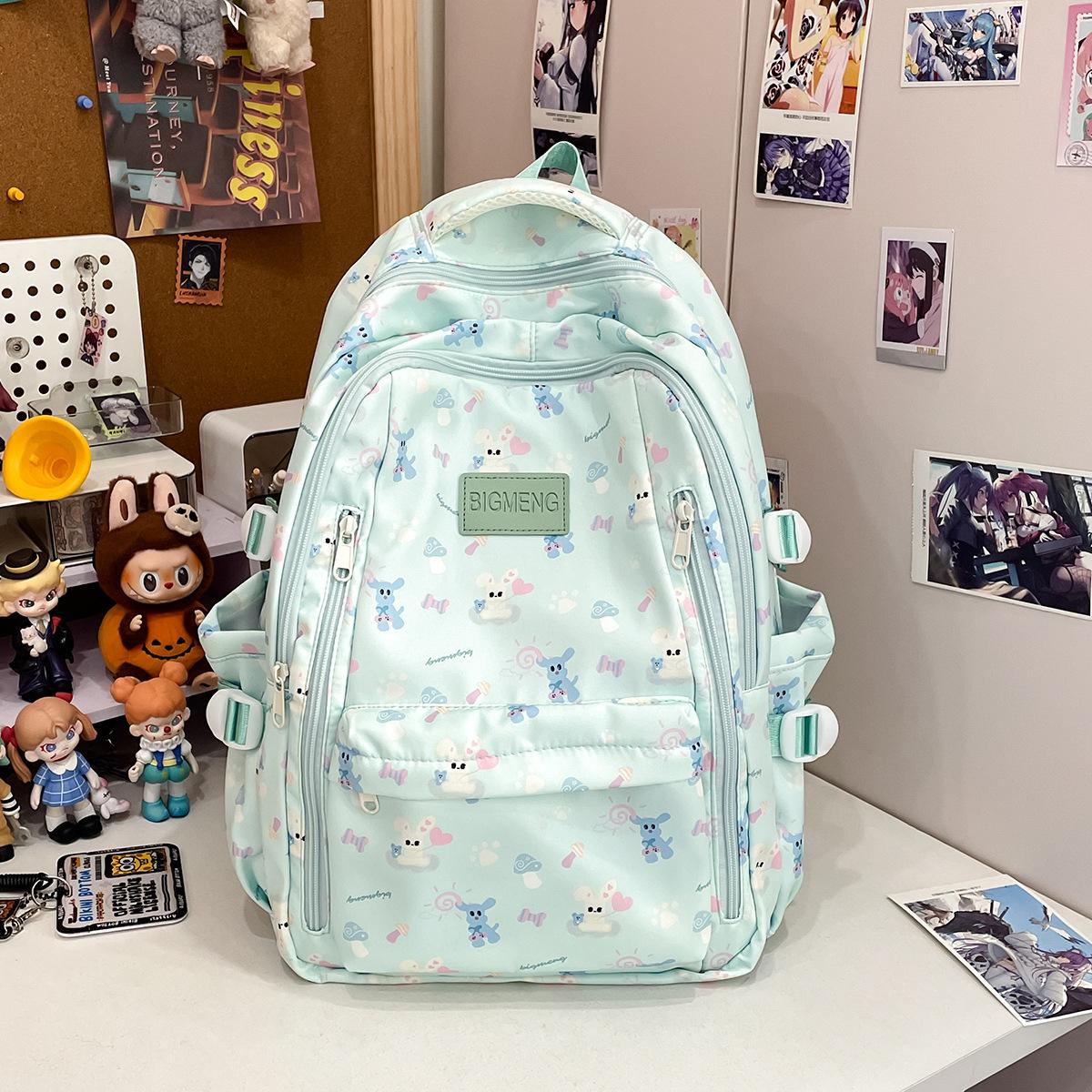 

schoolbag female junior high school student large capacity travel backpack female college student campus fashionable simple schoolbag зелений