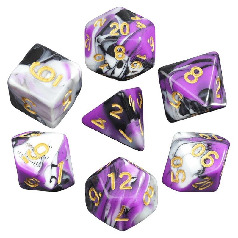Beautiful Colorful Gaming Dice Collection of 7 Perfect Gift for DND Board Game Accessories Lovers