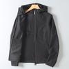 Men's Outdoor Mountain-Style Sun Protection Jacket, Solid Color Softshell Hooded Windbreaker, Sports Functional Zip-Up Jacket