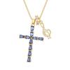 Elegant Women's 18K Gold-Plated Zirconia Cross Pendant Necklace