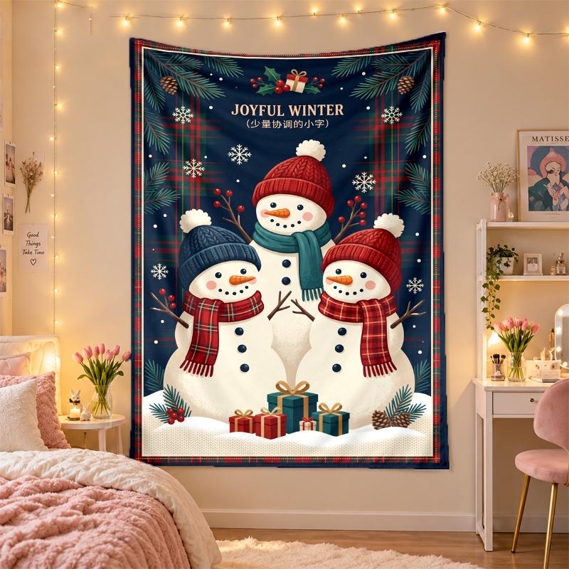 Weihnachtlich bedruckter Wandteppich für Schlafzimmer Wohnzimmer Wanddekoration Feiertagsgeschenk