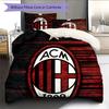 AC Mailand Fußballverein Muster Bettwäsche Bettdecken-Set Heimdekoration Geschenk (1 Bettbezug + 2 Kissenbezüge (ohne Füllung))