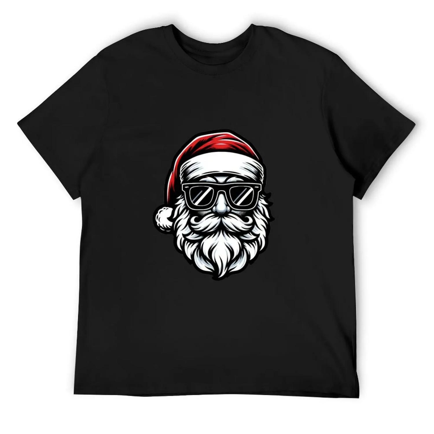 

Cool Santa Claus with Sunglasses - Hipster Holiday Cheer Die-Cut Sticker T-Shirt boys animal print men t shirts high quality XXXXXL чорний