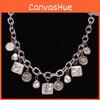 Retro Geometric Locking Chain Necklace With Multilayer Design For Women