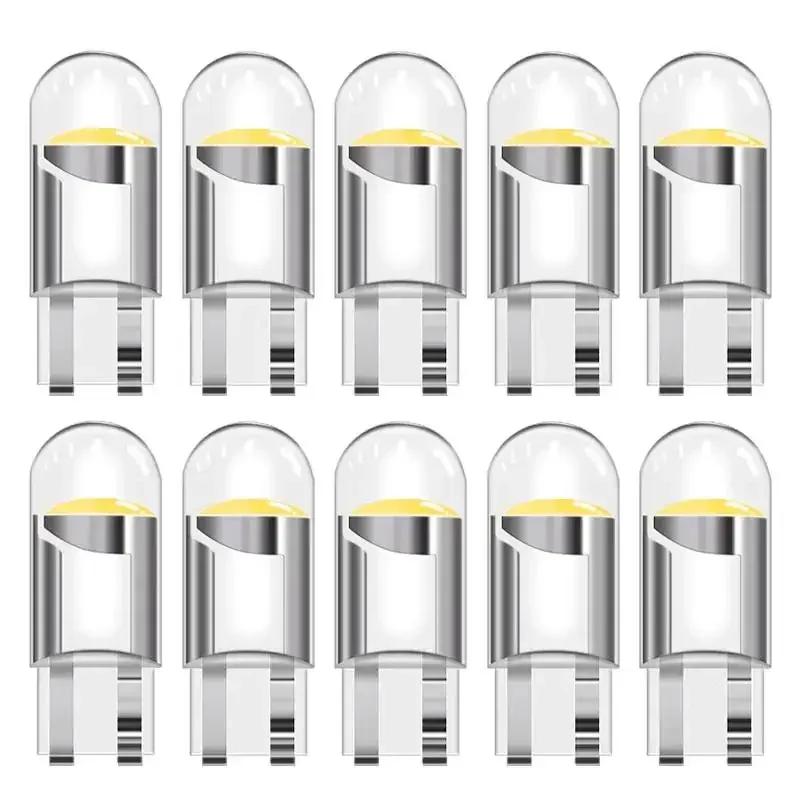 

10 шт. Автомобильная светодиодная лампа Сигнальный свет T10 W5W 194 Светодиодные лампы COB Автомобильные клиновые габаритные огни Автомобильные лампы номерного знака Плафоны для чтения 12 В 10pcs