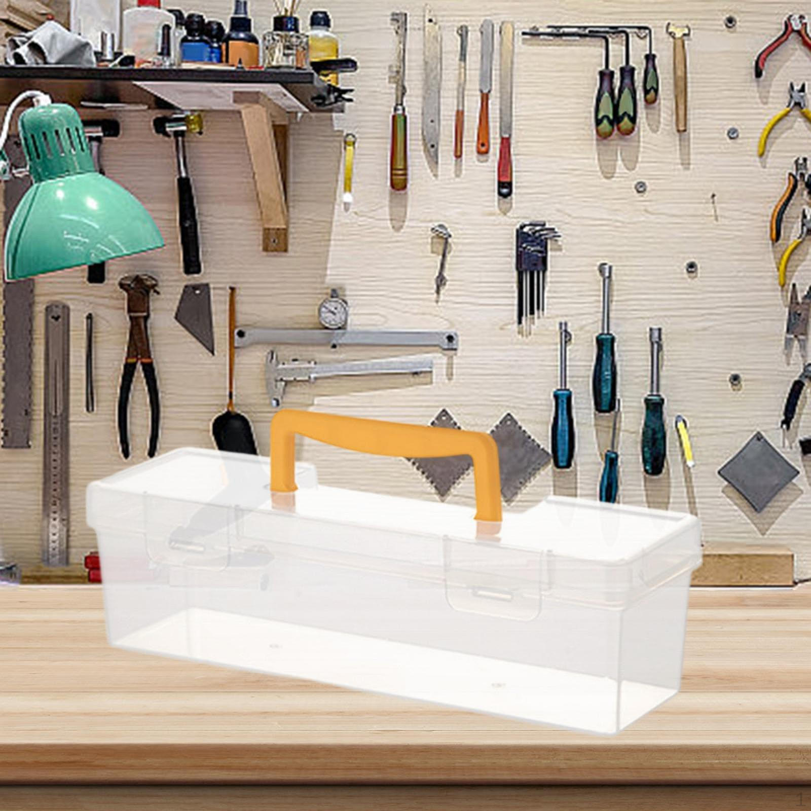 

Прозрачный ящик для инструментов, контейнер для оборудования, бытовой переносной контейнер-кейс, органайзер для хранения для кемпинга, ручной Yellow 30x9.3x9.3cm