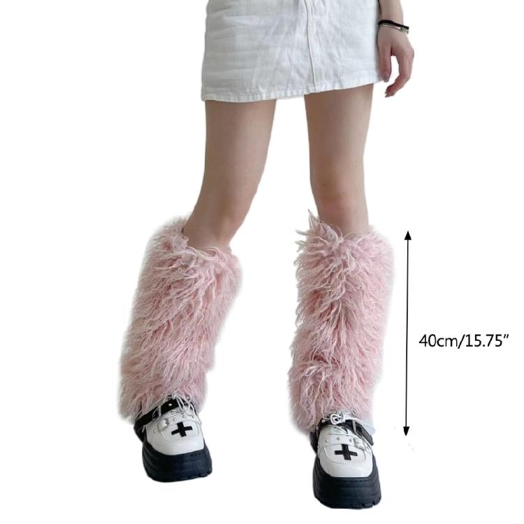 Women's Plush-Long Boot Cuff Cover Furry Leg Warmers 80s Party Dance Legwarmers