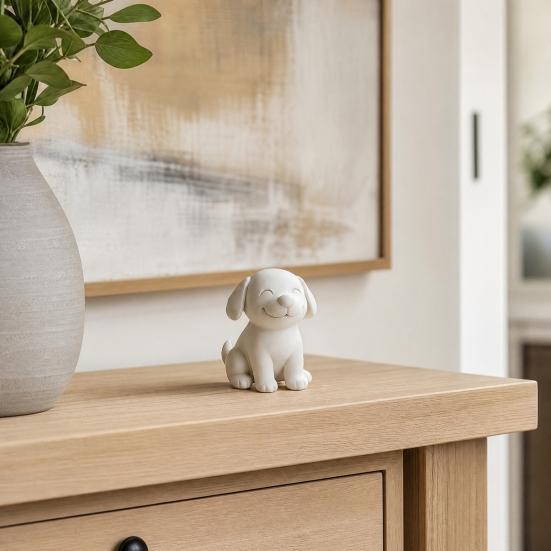 Dog Figurine, 3D Printed Cute Puppy Sculpture, Small Smile Animal Desktop Ornament for Living Room Table Decor, Gifts for Dog Lovers