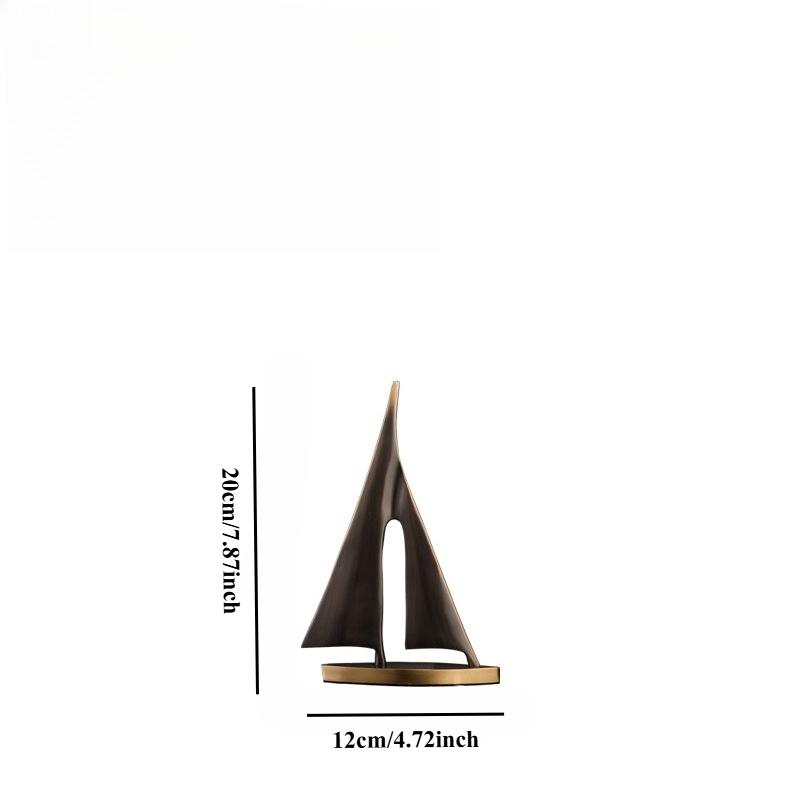 Sailboat Metal Crafts and Decorations, Copper Gold Hollow Boats, Abstract Geometric Sailboat Sculptures, Home Decoration Crafts