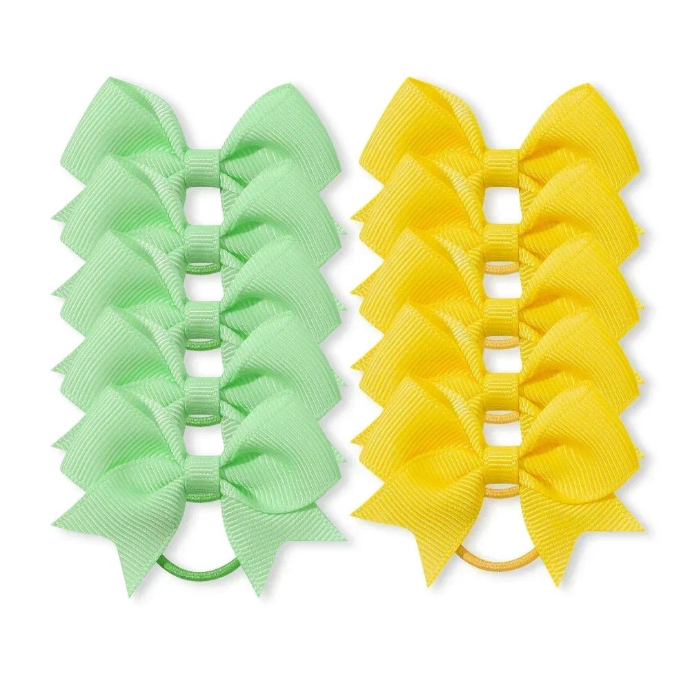 

10 шт./лот Ленты гросгрейн Банты-хвостики Эластичные резинки для волос Повязки Держатели Новогодние аксессуары для волос для маленьких девочек Подарок