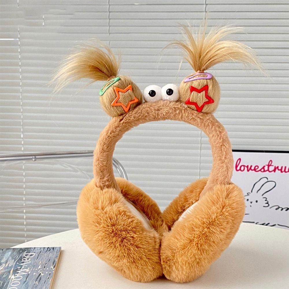 Funny Braid Cartoon Earmuffs Thicken Foldable Ear Cover Cute Winter Plush Ear Cap  Cycling