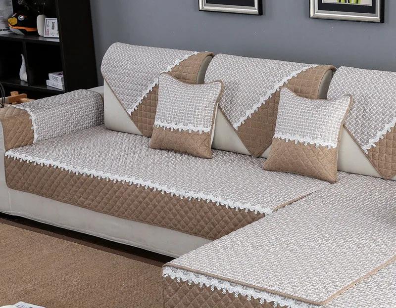 Bawełniana tkanina lniana Sofa kanapa Jednolity kolor przekrojowe pokrowce Sofa Ręcznik do salonu Home Narożnik Sofa Ręcznik