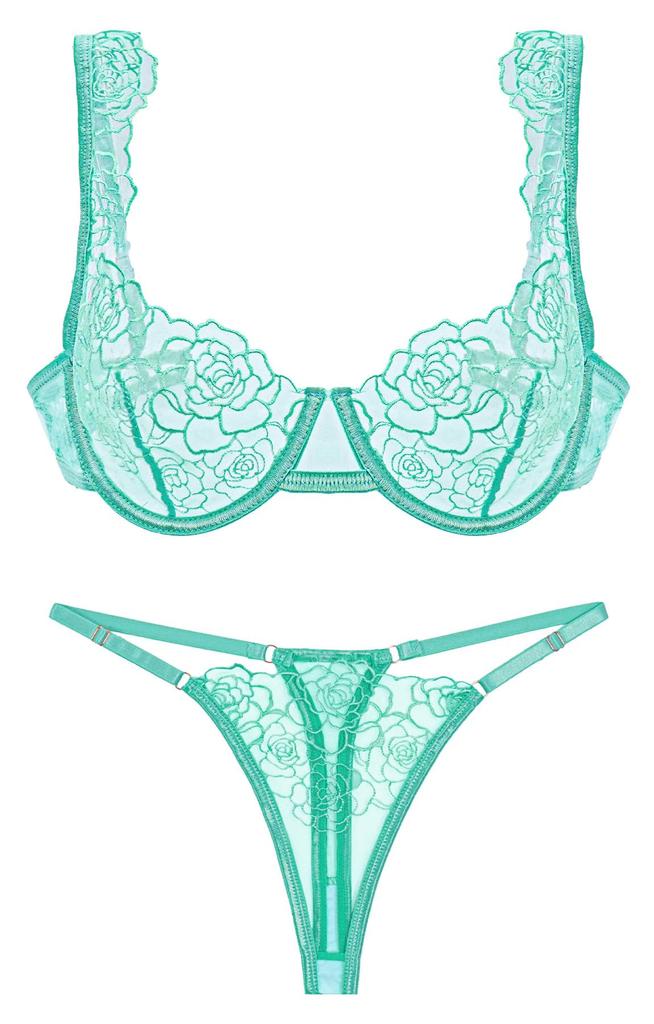 Sexy Lingerie Bra and Shorts Beautiful Lace Floral Padless S [Maeau] Set, Breasts, Underwear, See-through, Women's, Embroidered, Pattern, Bra, Sheer,