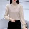 Fleece and Thickened Base Layer Shirt, Women's Lace Shirt, Cut-out T-shirt, Stylish Small Shirt for Autumn and Winter, with An Inner Top