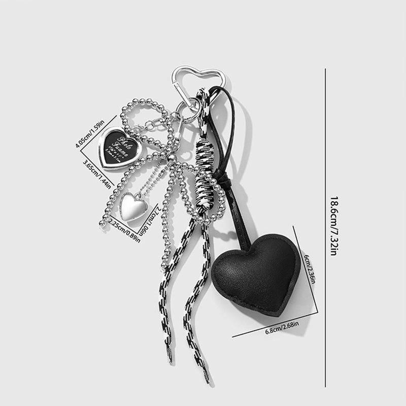 1 Piece Leather Heart Keychain Car Key Chains Braided Rope Backpack Pendant For Phone Bag Hanging Accessories DIY Decoration