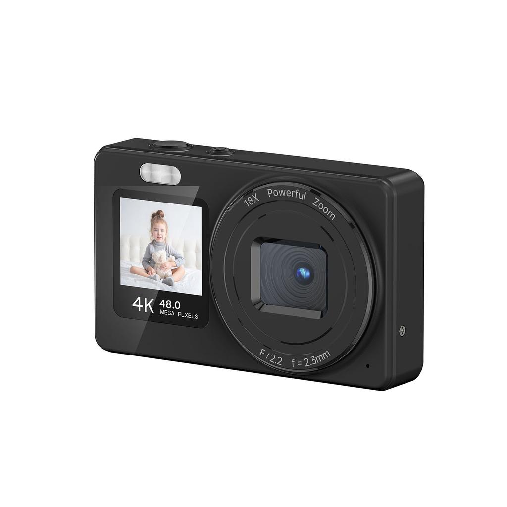 4K Dual Screen Digital Camera Automatic Focus 18X Zoom Portable 2.4 Inch Display for Students Teenagers Kids