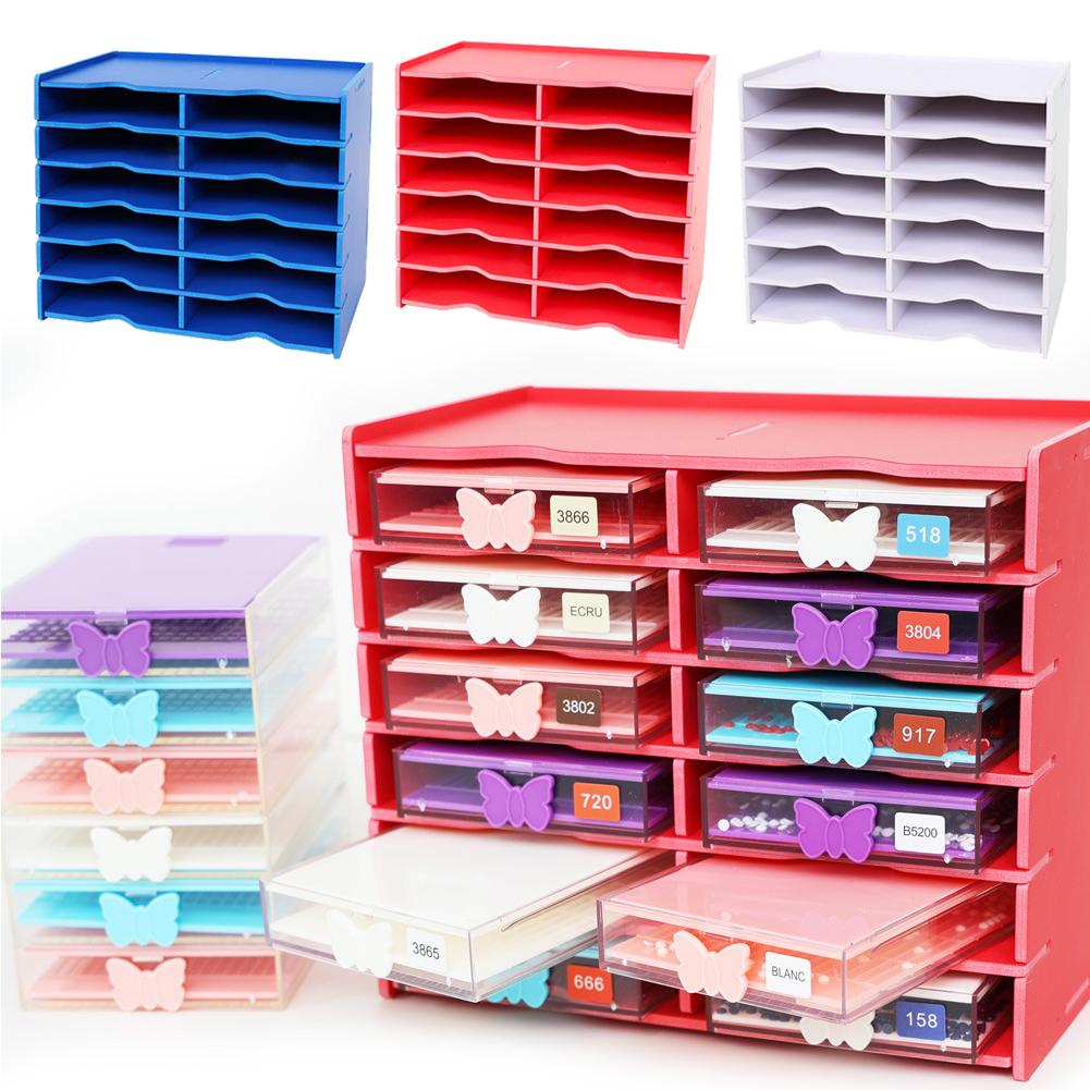 12 Grids Diamond Painting Tray Storage Holder with Diamond Box Multi-Boat Plates Storage Rack Multifunctional for Kids Adults