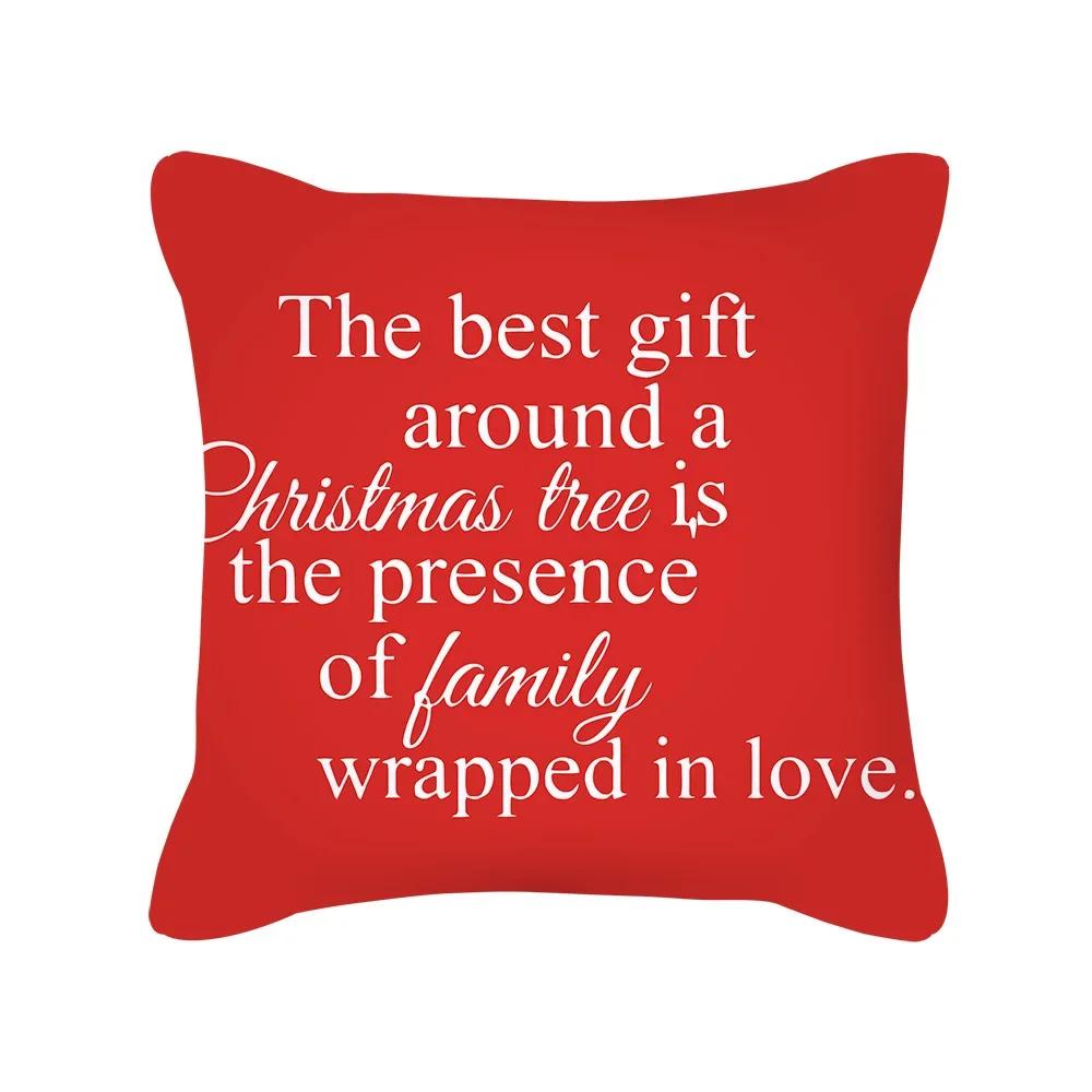 Red Christmas Elk Snowflake Letter Pillow Case Cushion Cross-Border New Home Furnishing