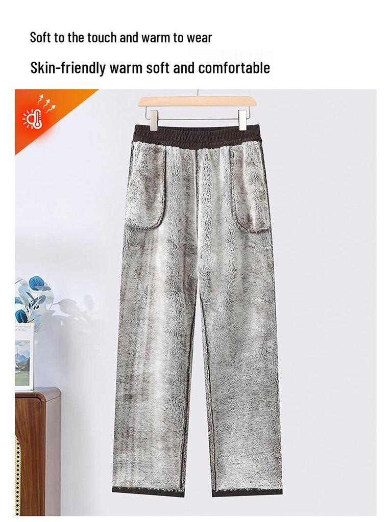 Warm Cotton Straight-Leg Trousers for Middle-Aged & Elderly Women: New Grandma Style, Ideal for Autumn & Winter