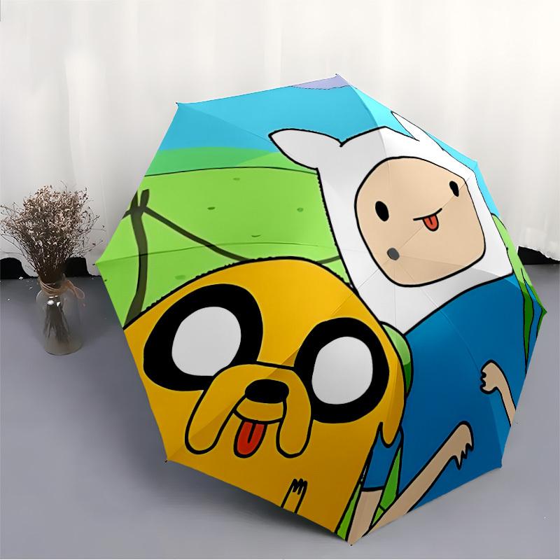 Adventure Time Friendship Automatic Open/Close Umbrella   Compact Travel Umbrella, 8 Rib Heavy Duty Construction, Ideal Gift, 182