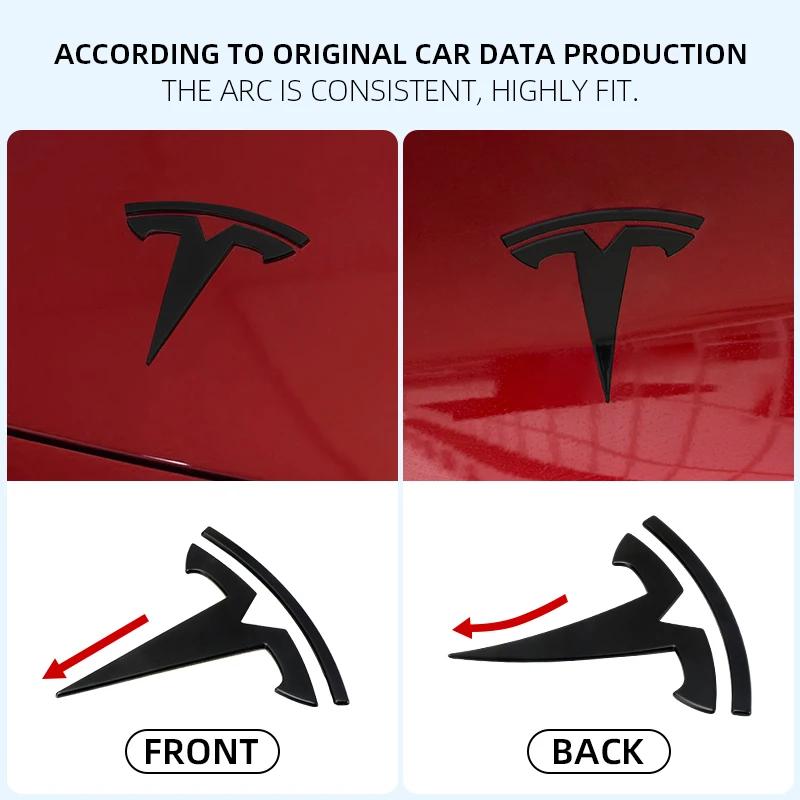 Adesivo de Carro Tesla Metal para Tesla Model 3 Mode Y Tampa do Emblema do Logo do Capô Dianteiro do Carro Adesivo de Estilo Emblema do Porta-malas Traseiro Acc