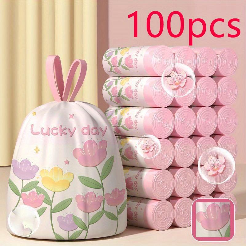 100pcs Thickened Drawstring Trash Bags | High-Density Polyethylene, Multipurpose Disposable Bags for Kitchen, Bathroom, Bedroom, Living Room, Toilet