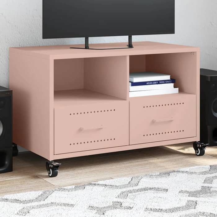 VidaXL TV Cabinet, Television Stand with Drawers and Shelves, TV Stand with Living Room Storage, Pink 846699