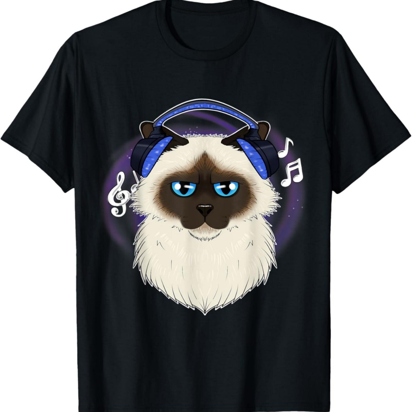 Music Lover I Headphones I Cute Birman Cat T-Shirt XXXXXL разноцветный