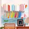 2026 Happy New Year Window Decorations - Plush Yarn Style Static Cling Glass Stickers for Spring Festival.