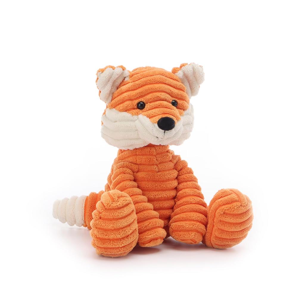Apricot Lamb Corduroy Fox Plush Toy, Soft and Cute, Fluffy Corduroy Fox, 22cm, Suitable for Boys and Girls