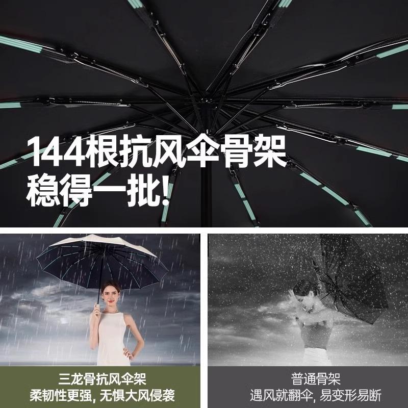 Automatiskt paraply förstorad förstärkning solskydd för både sol och regn herrars hopfällbart paraply solskydd UV-skydd damers vinylparaply