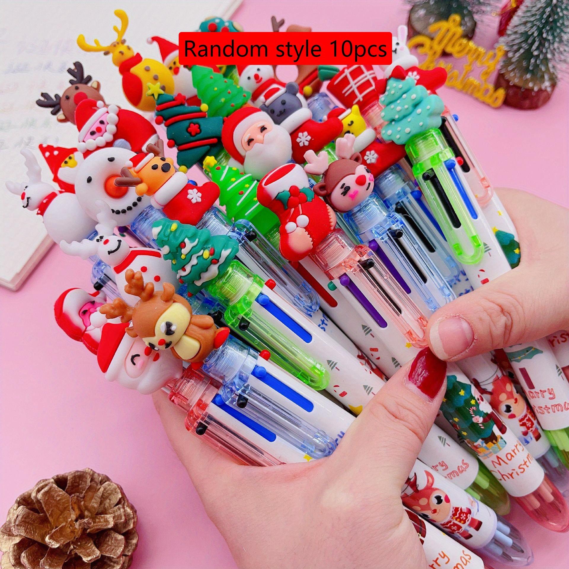 

10Pcs 0.5mm Christmas 6 Color Ballpoint Pen Cartoon Santa Claus Ten Color Press Color Hand Account Pen Prize Back To School Season Random style 10pcs