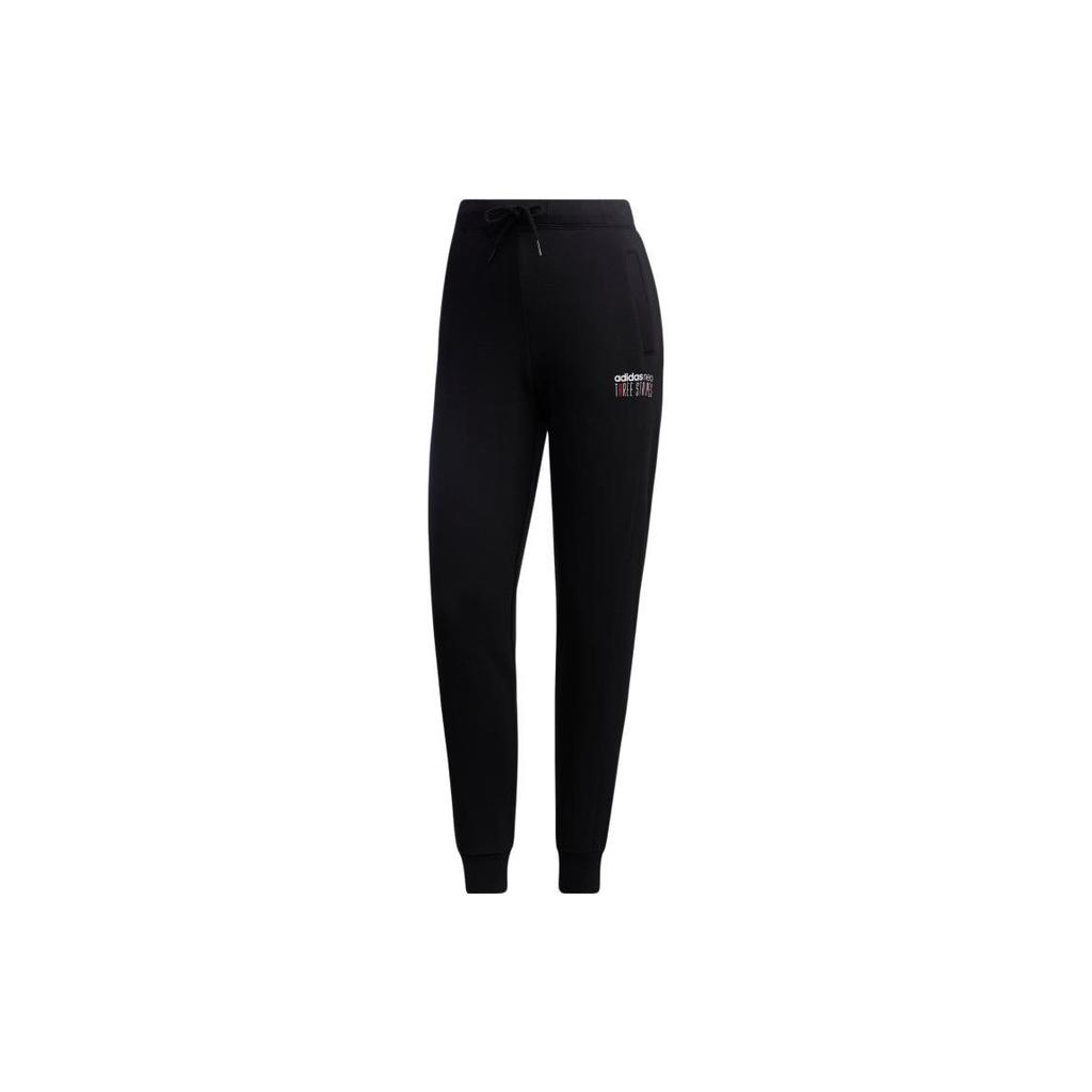 Adidas Neo Solid Color Drawstring Knit Sports Pants Women bottoms Black GK1506