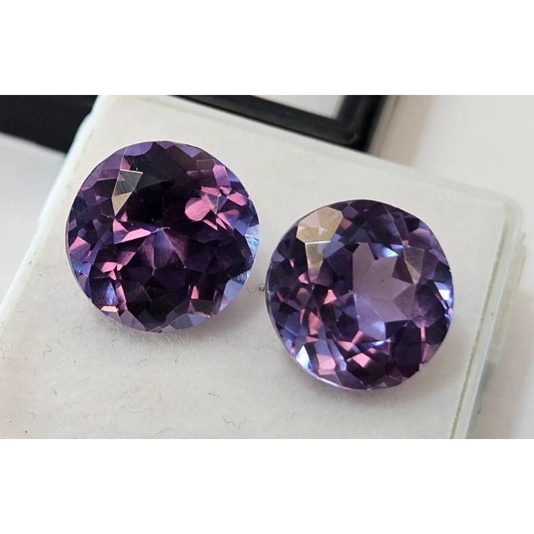 Round Cut Natural Alexandrite Color Change 12-13 Ct Pair Fabulous Gemstone