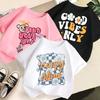 Children T-shirt Letter Printed Kids 100% Cotton Clothes Tops 2-13Y Loose-fit Casual O-Neck Short-sleeve T-shirt