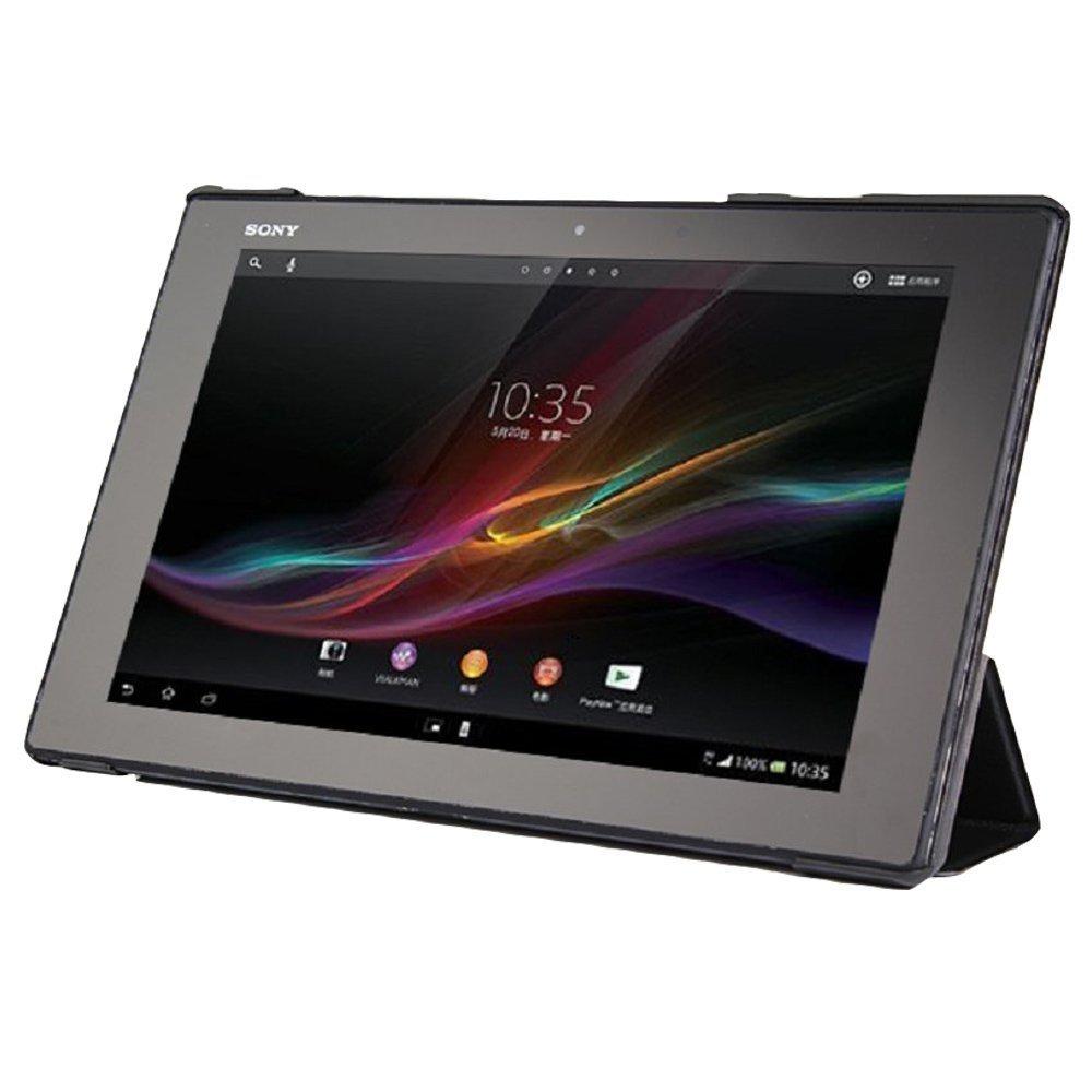 PauTion pouzdro na tablet Sony Xperia Z2 kryt na tablet Xperia Z2 stojánek chytrý kryt odolný proti poškrábání PU kůže Xperia Z2 skládací na tři díly (Tablet Sony, černý)