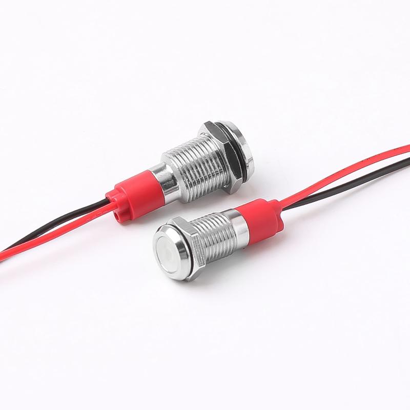 LED Metal Indicator Light 6/8/10/12mm With Wire Waterproof Highlight Signal Light Wire Switch 5V12V24V220V Red Yellow Green
