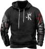 Men's 3D Print Hooded Sweatshirt with Drawstring and Pocket