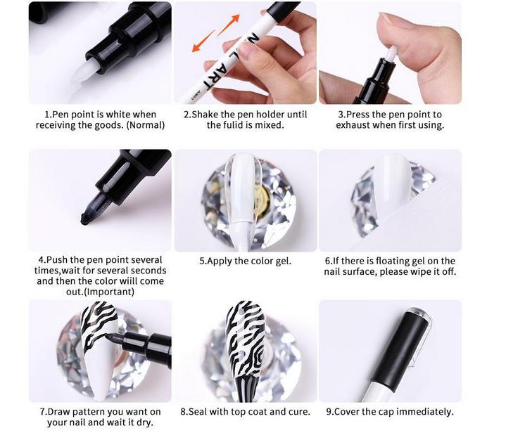 Nail Art Graffiti Pen for 3D Nail DIY Long Lasting Waterproof Colorful Nail Polish Painting Drawing Liner Pen Manicure Tools Paint Marker Pen