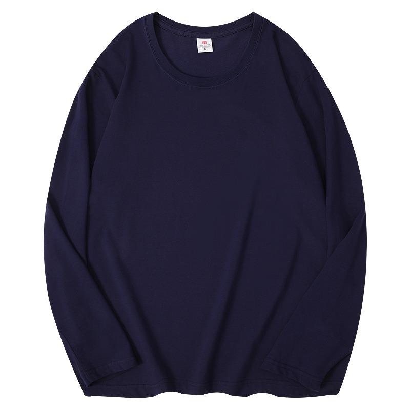 Men S Cotton Long Sleeve Round Neck Casual Solid T Shirt