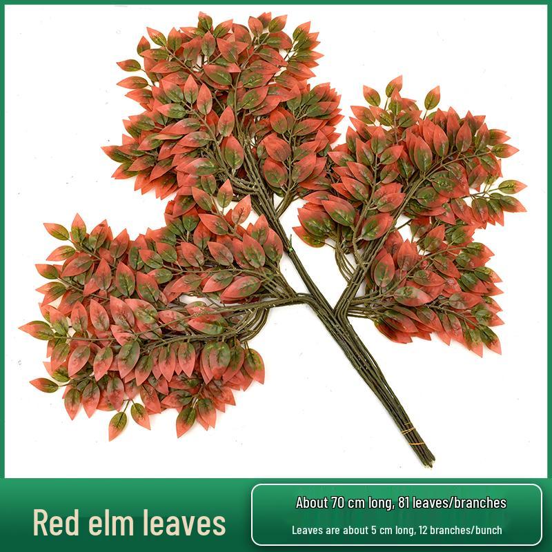 Artificial Red Maple, Ginkgo, Birch, Banyan, Elm Leaves for Landscaping