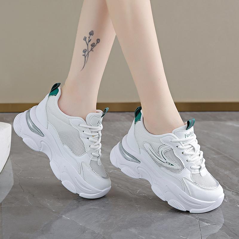 Fashion inner height increase dad shoes women's small man 2025 summer mesh breathable little white shoes platform sports casual shoes