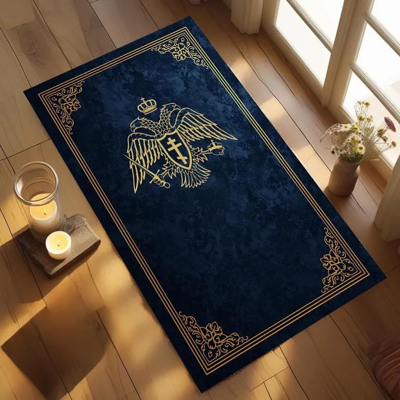 Byzantine Double-Headed Eagle Orthodox Prayer Rug | Non-Slip Christian Prayer Mat   Carpets for Living Room Mat Outdoor Rug